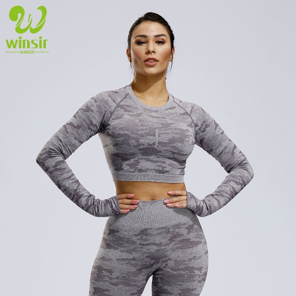 compression crop top long sleeve